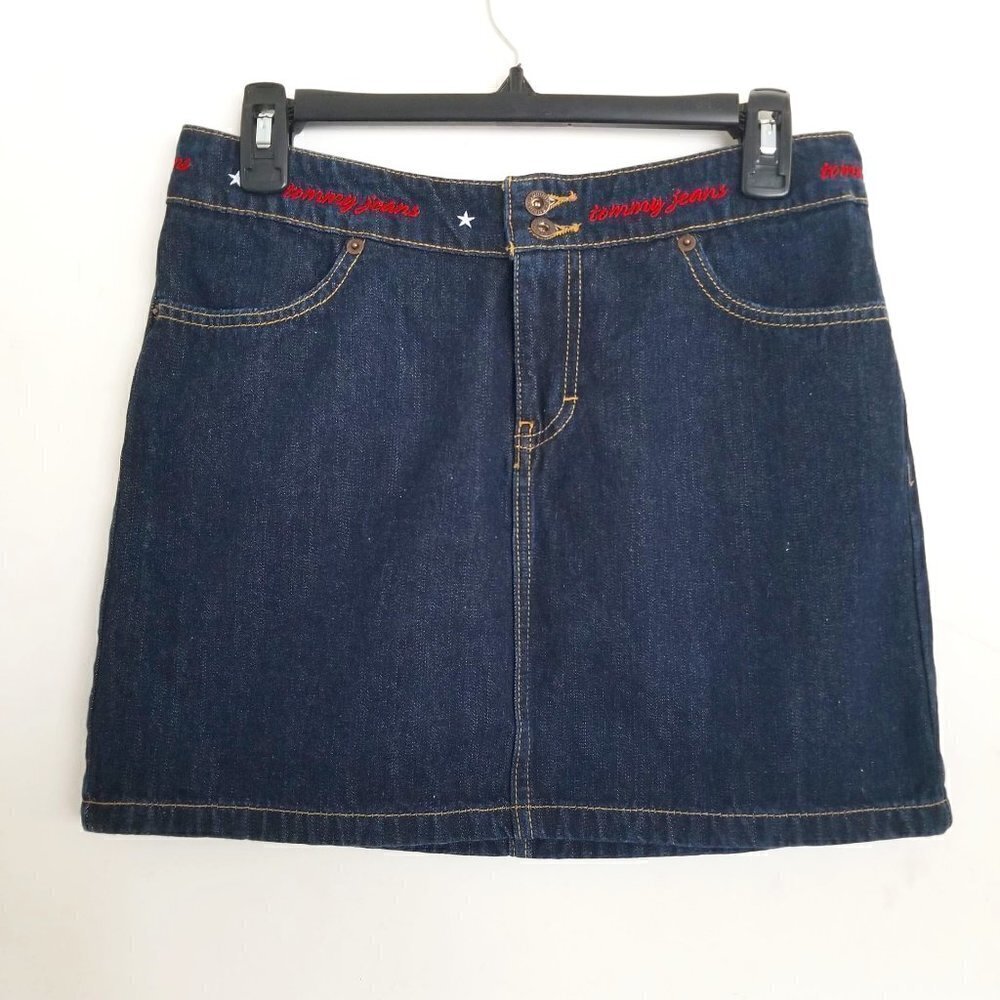 Tommy Jeans Denim SpellOut Mini Button Front Skirt